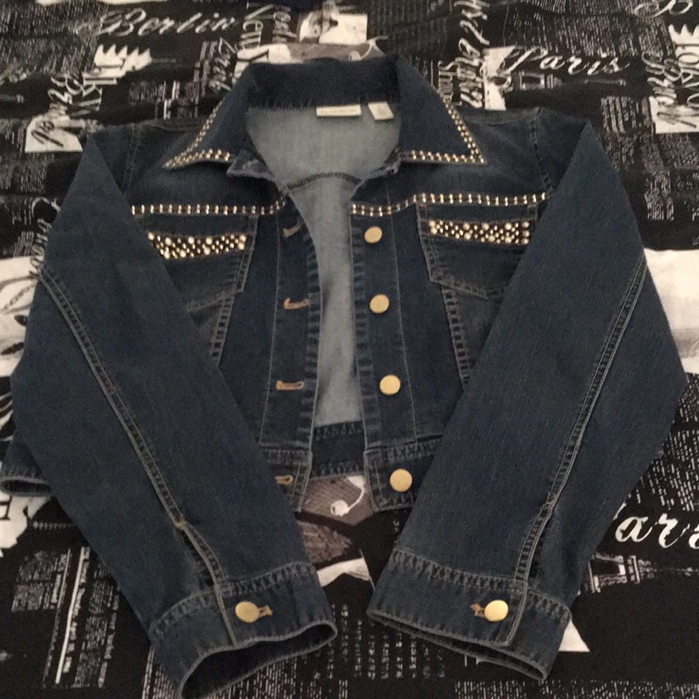 Chico’s bedazzled jean jacket